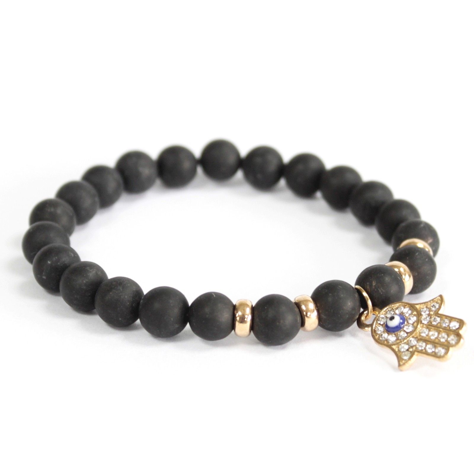 Pulseira de Ágata Negra - Hamsa