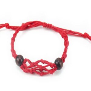 Pulseira de Macramê para Cristais - Vermelho